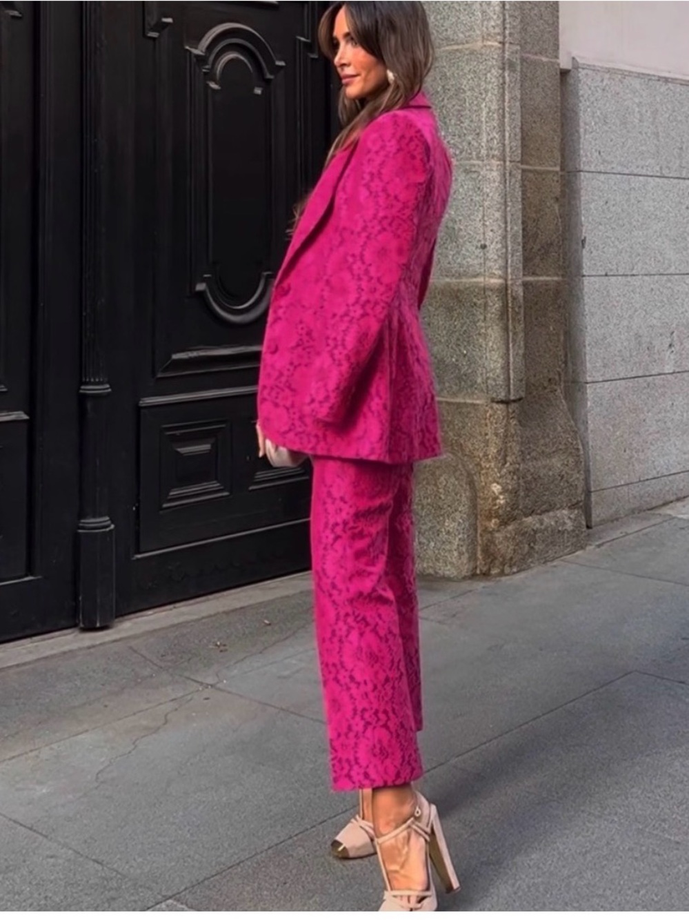 Zara Hot Pink Lace Blazer and Trousers Set S - Picture 4 of 7